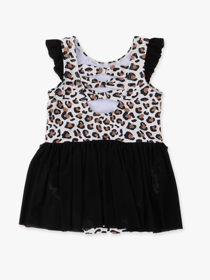 Girls Classic Leopard Flutter Sleeve Dance & Gymnastics Leotard