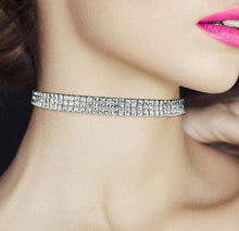 Load image into Gallery viewer, Crystal Chokers 3 Row Stretch

