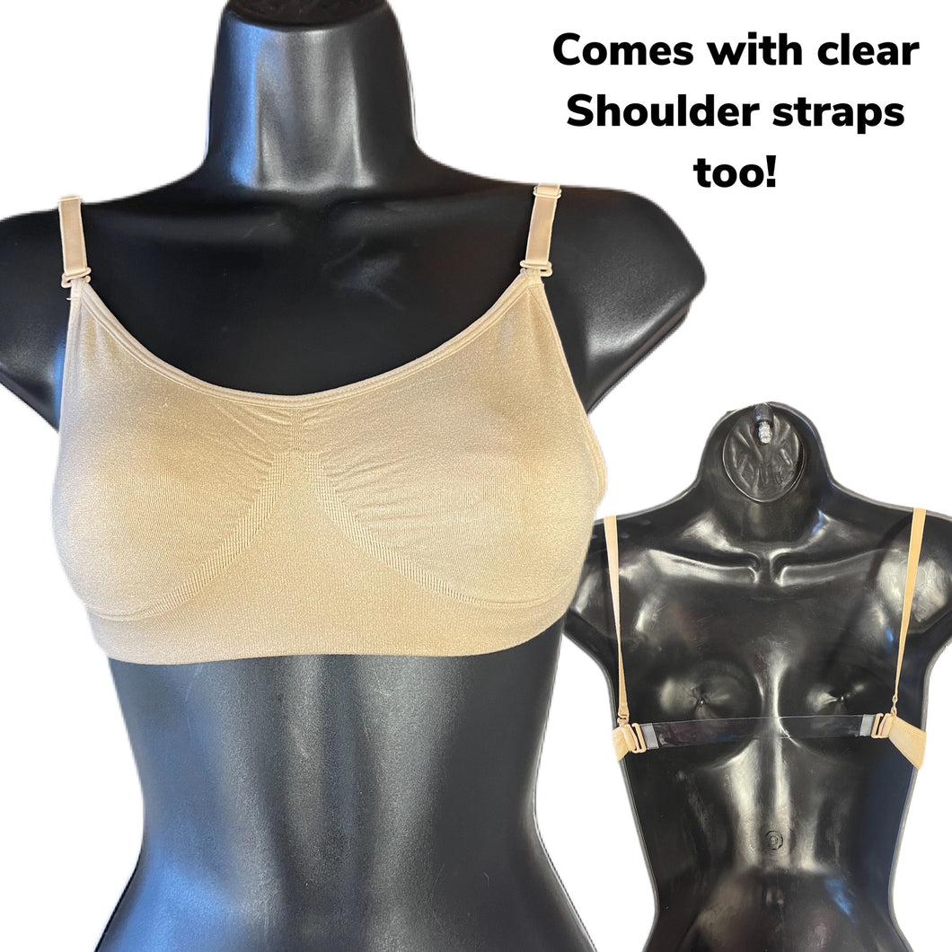 Nude Seamless Bra with Clear or Nude Straps